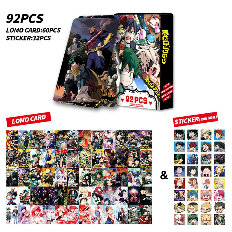 92 Stuks Mijn Hero Academia Lomo Kaarten Stickers Pack Anime Kawaii Waterdichte Telefoon Case Decal Hd Kleur Foto Collectie kaart Geschenken