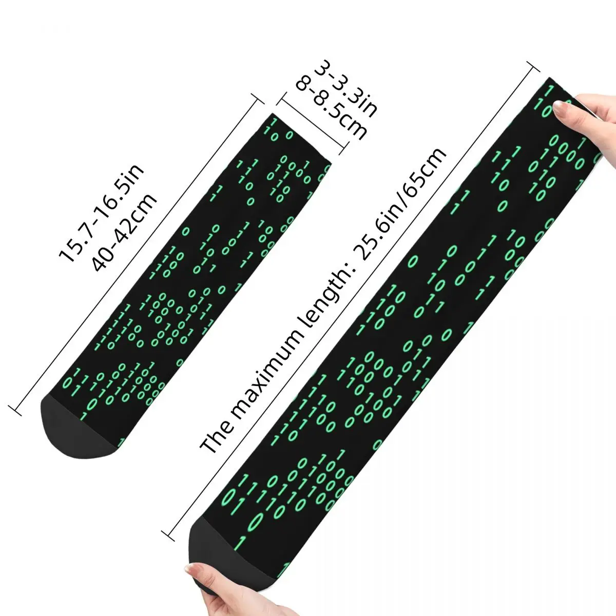 Hip Hop Retro Binary Code Crazy Men's Socks Coding Geek Developer CPU Seamless Printed Happy Novelty Crew Sock Boys Gift