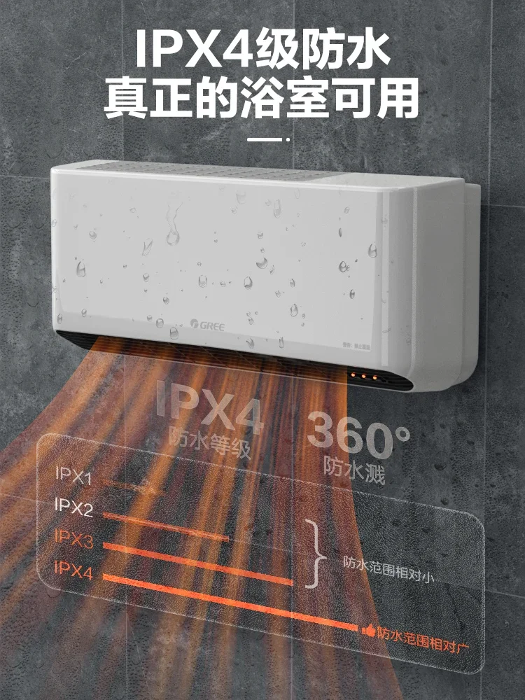 Aquecedor de parede impermeável do banheiro, economia de eletricidade do agregado familiar, aquecimento rápido, alta potência, novo