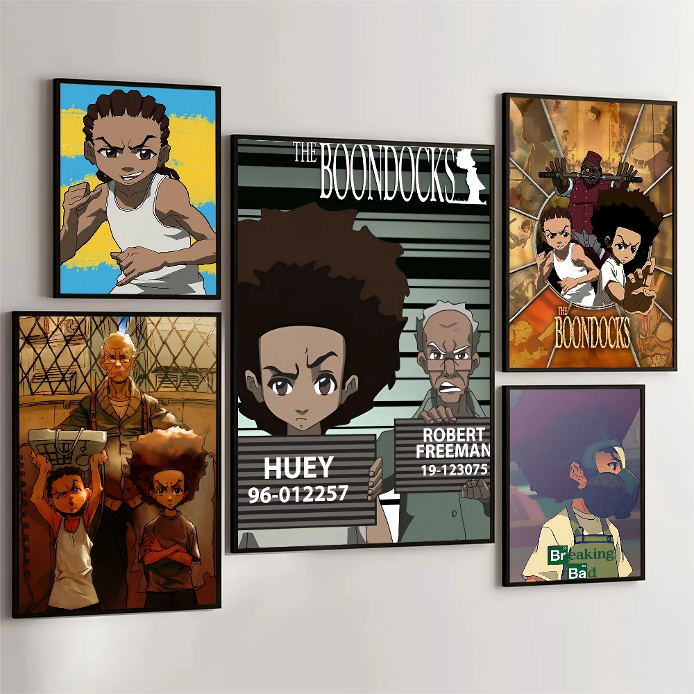 1PC Huey Freeman Boondocks Poster Movie Sticky Posters Retro Kraft Paper Sticker DIY Room Bar Cafe Aesthetic Art Wall Painting