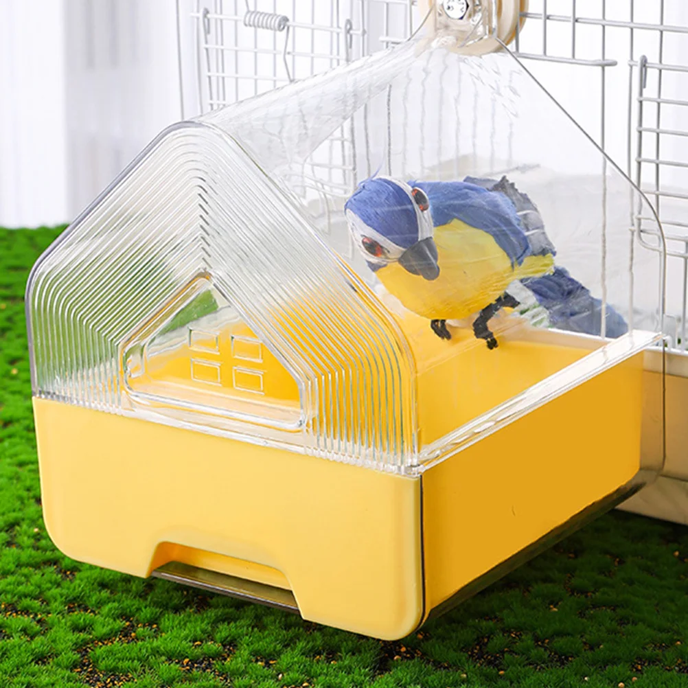 

2Pcs Parrot Bath Box Transparent Hanging Bird Bath with Drawer Design for Cage Parakeet Cockatiel Bathing Accessories