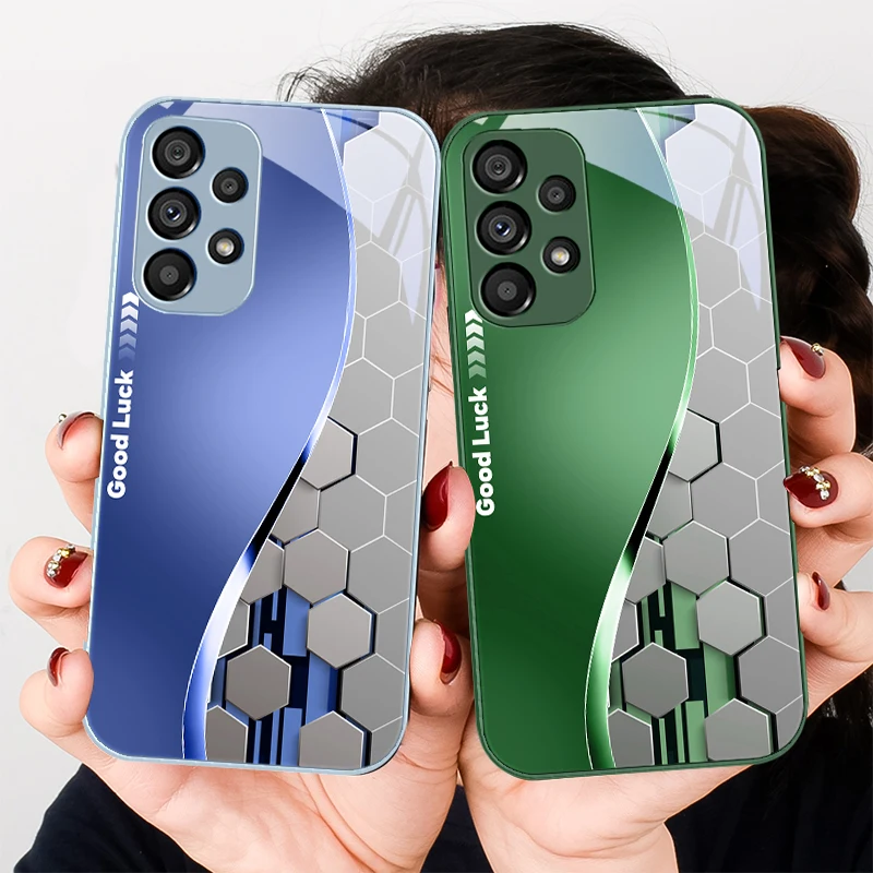 

Gradient honeycomb For Samsung S 22 S8 S9 S10 20 U ltra S21 Pro S22 Plus S23 FE S24 Ultra S25 Edge S25Ultra Glass Phone Case