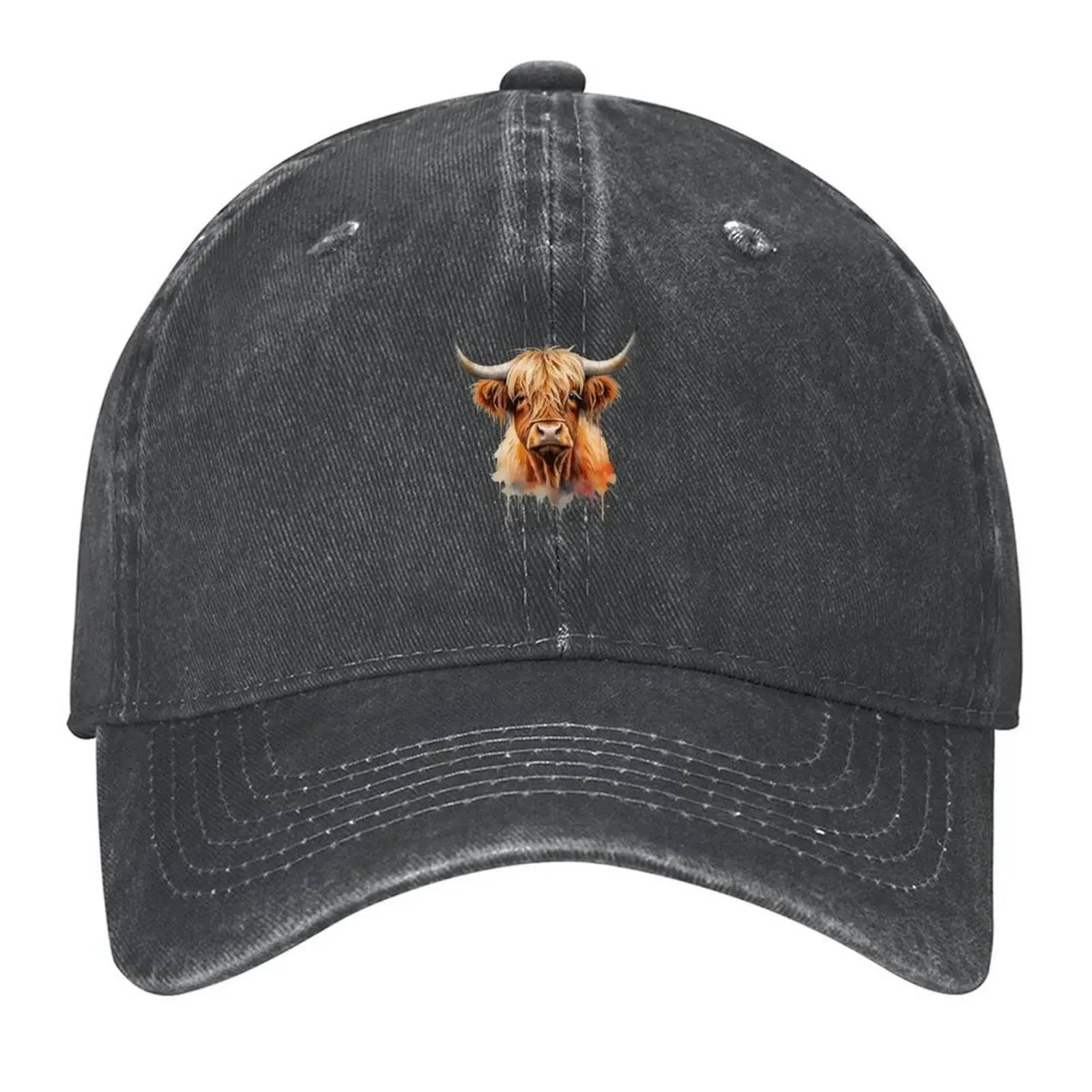 New Highland Cattle Cow Longhaired Watercolor Baseball Cap Luxury man cap Sports Cap dad hat For Men Women's