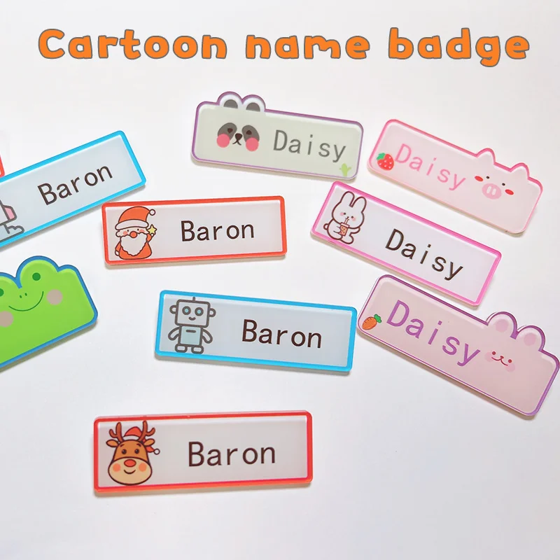 Cartoon Name Plate Card Holder Straight Style Pin Name Tag Badge Holder Identification Korean-style School Office Supplies