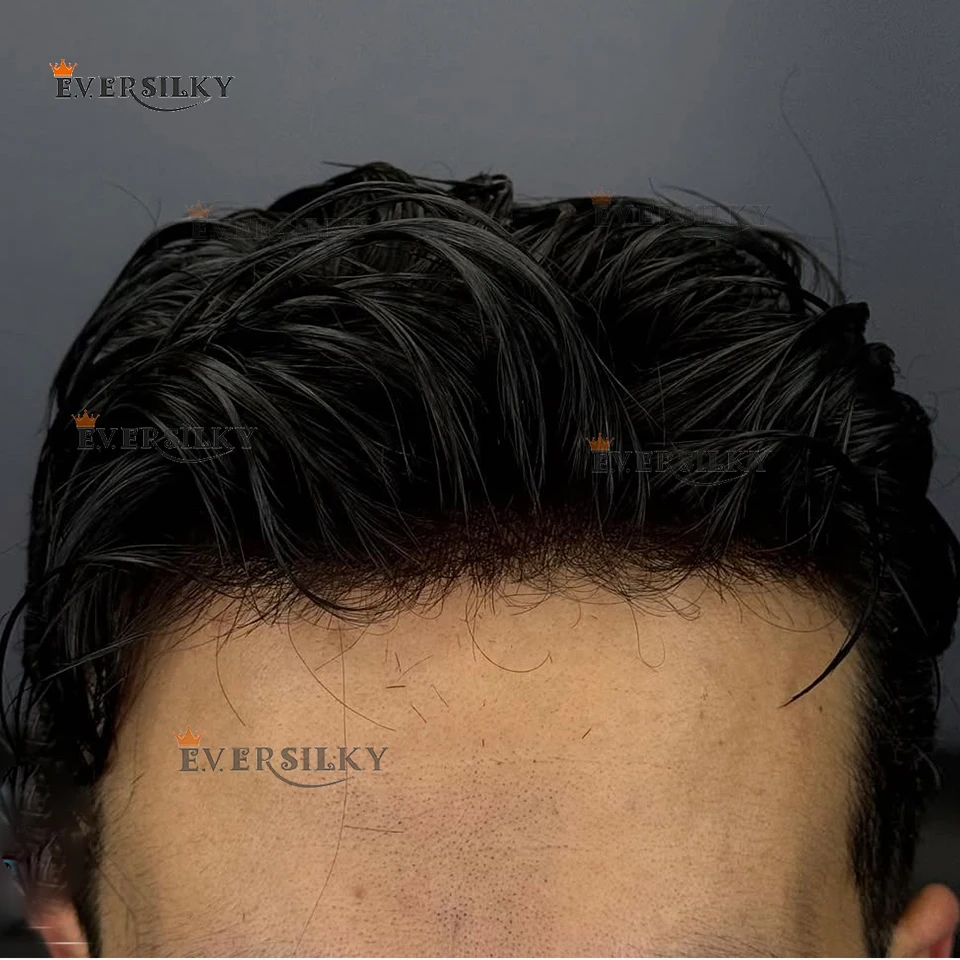 

Men's Natural Frontline Dark Brown #2 100% Human Hair Toupee #1 1B50 1B80 Grey Black Blonde Thin HD Skin PU Super Durable System