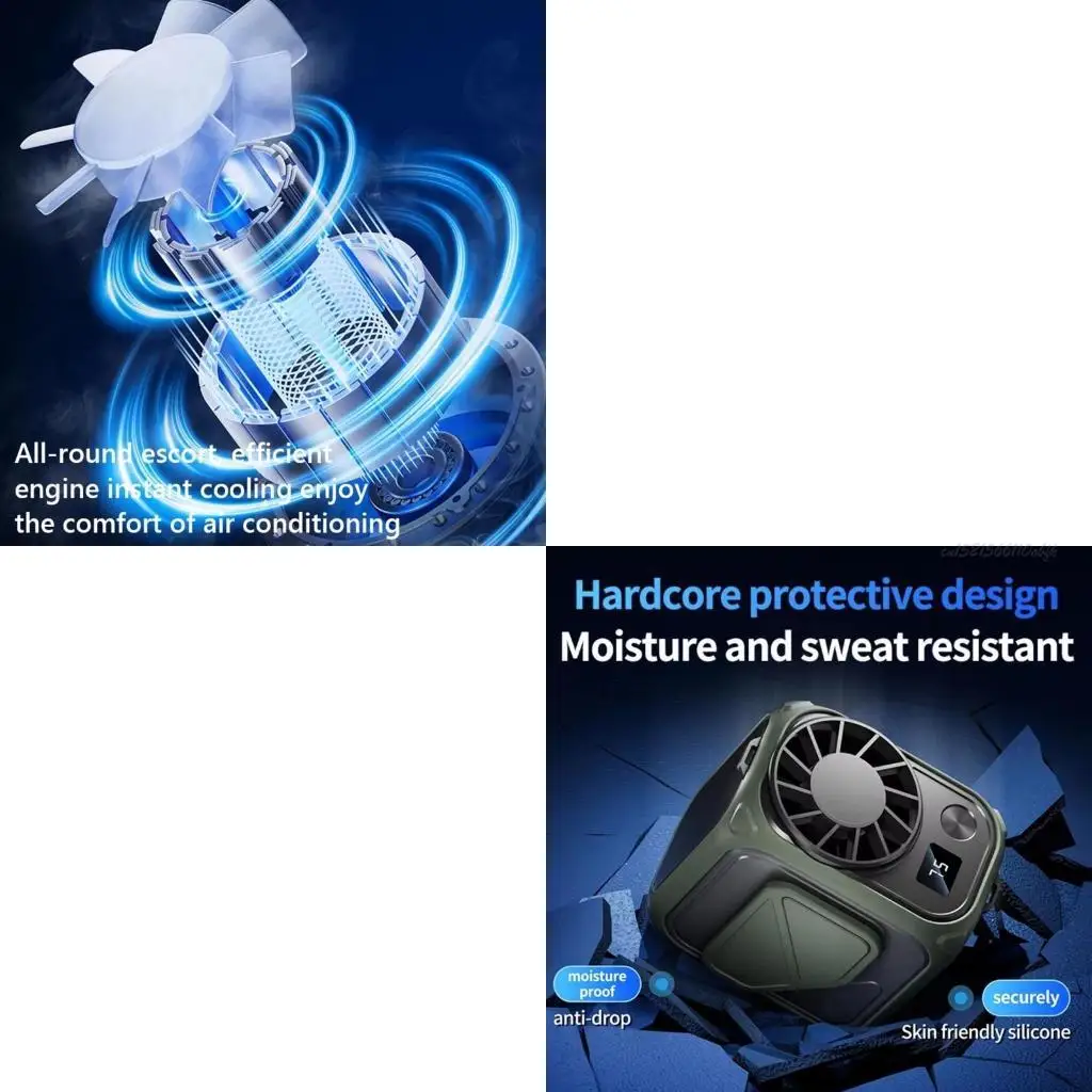 

27RB Plastic Belt Fan 6000mAh Rechargable Fan Waist-Mounted Fan Small Fan Waist Clip Fan Suitable for Hikings and Fishing