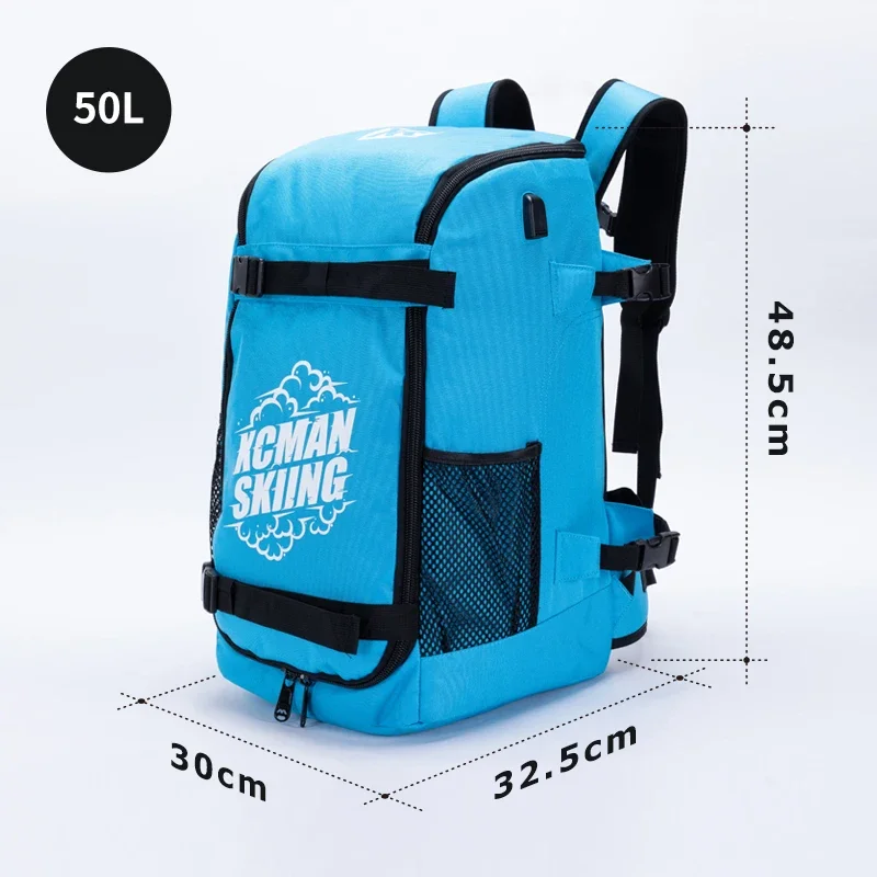 Ski Boots and Snowboard Boots Bag for Travel with Waterproof Exterior & Bottom - 30Liters Blue