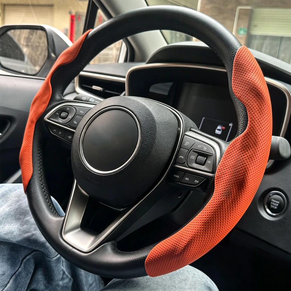 Ultra-Thin Breathable Leather Car Steering Wheel Cover For Audi Q5 Q3 Q7 Q2 A3 A4  Avant A6 A5 A7 Q4 Q6 S3 S4 S5 RS3 RS4 RS5 RS6
