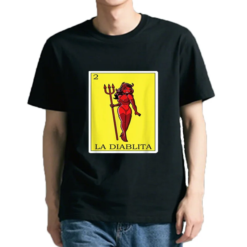The Diablita Loterie Cadeau-Mexicain Loterie de La Diablita T-Shirt Coton Famille Hauts T-shirts À La Mode T-shirts Pour