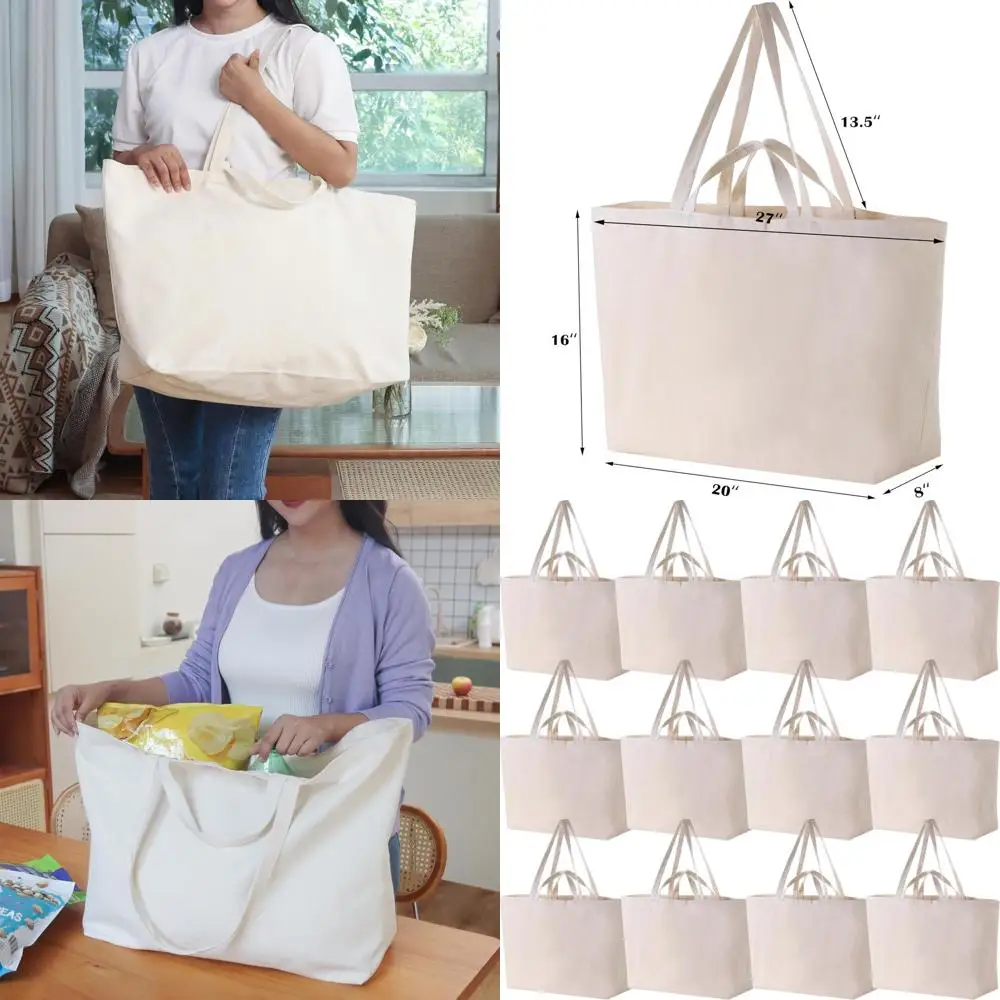 

Большая прочная сумка-тоут из канваса — 27 x 16 x 8 дюймов, идеально подходит для покупок и использования на пляже.