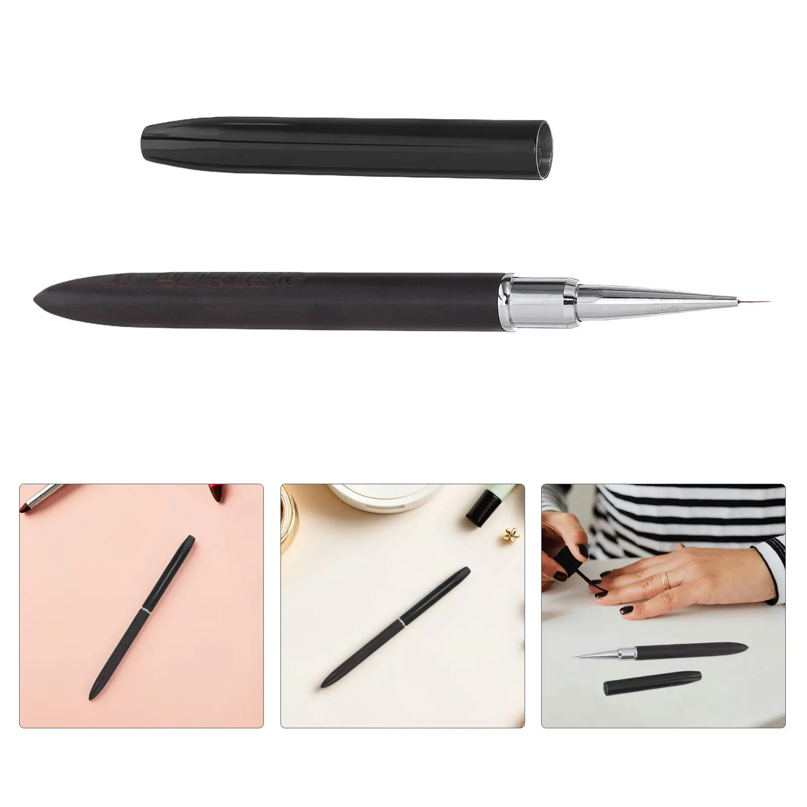 6Mm Sandalwood Nail Art Liner Brush Fine Tip for Intricate Floral Designs Striping Detail Drawing Professional DIY Manicure