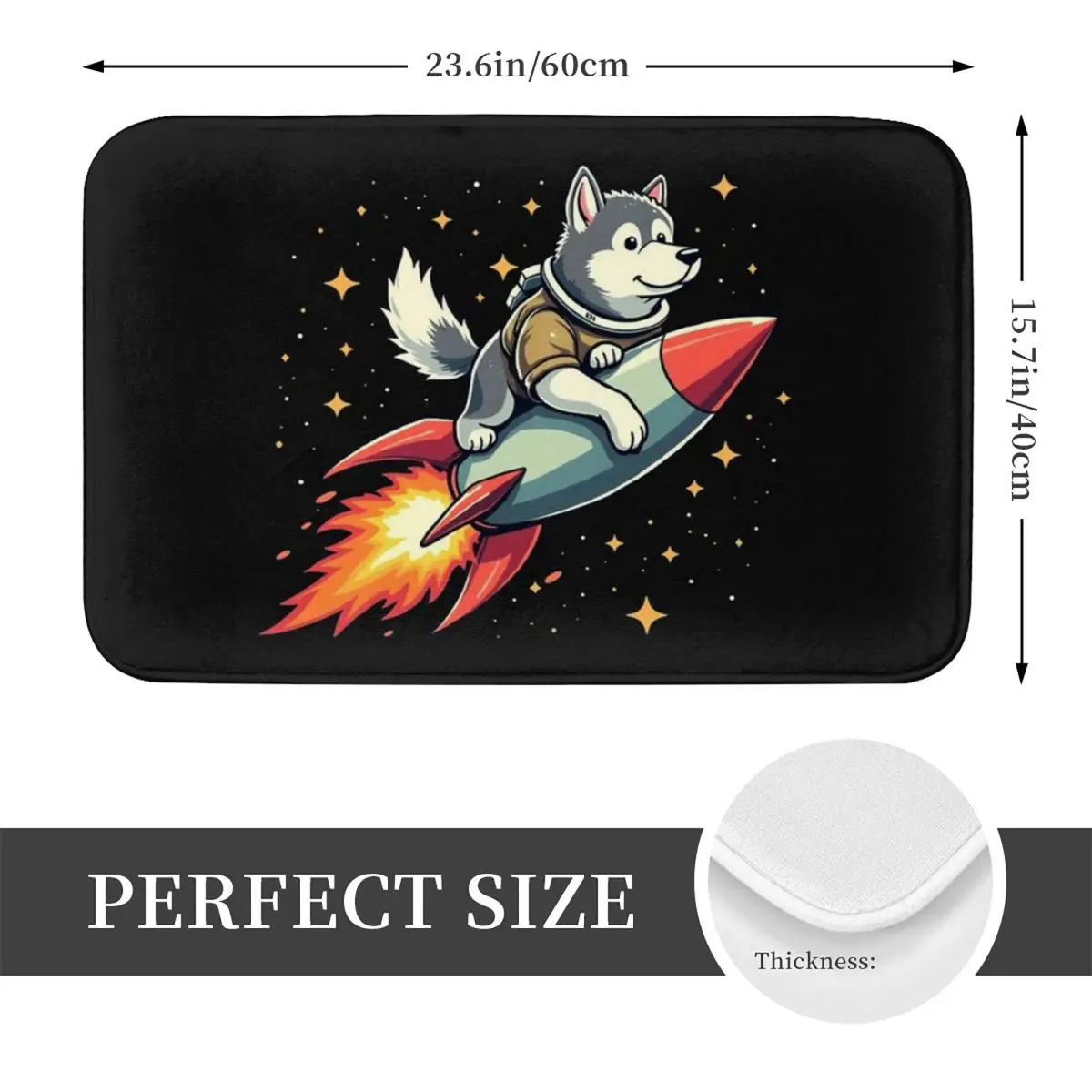 Alaskan_Malamute Astronaut Rocket Ride Doormat Anti-skid Bath Mats Home Entrance Rugs Kitchen Living Room Carpet Hallway Footpad