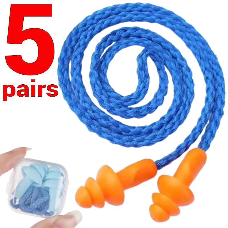 1/5Pairs Soft Silicone Ear Plug Waterproof Swimming Silicone Swim Earplugs for Adult Swimmers Diving Ear Plugs with Rope New