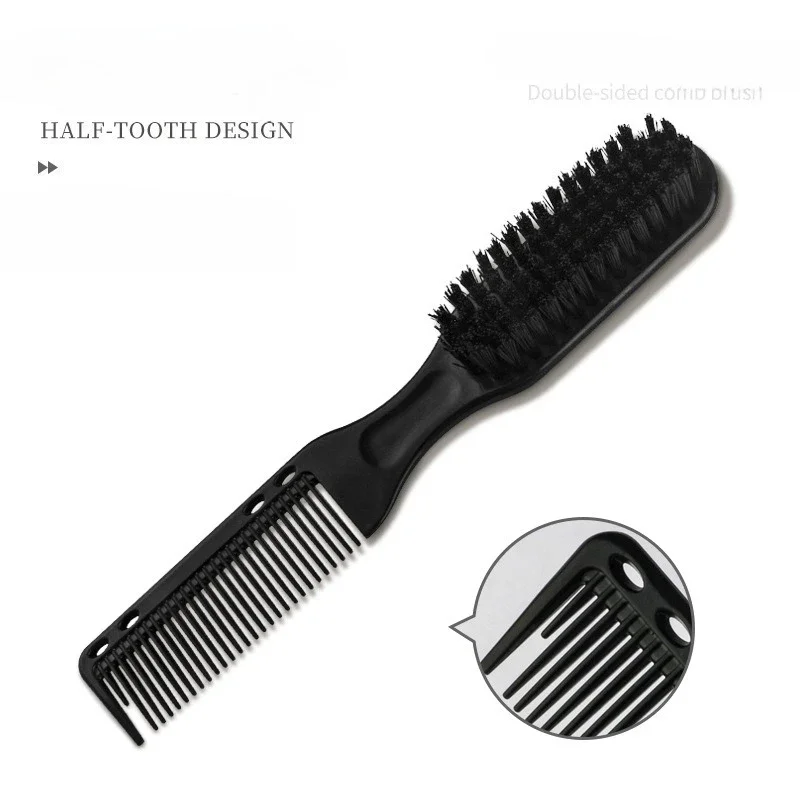 Double Sided Hair Beard Comb for Men 2 in 1 Styling Comb Comfortable Bristle Half Tooth Design Multi-functional Grooming Comb