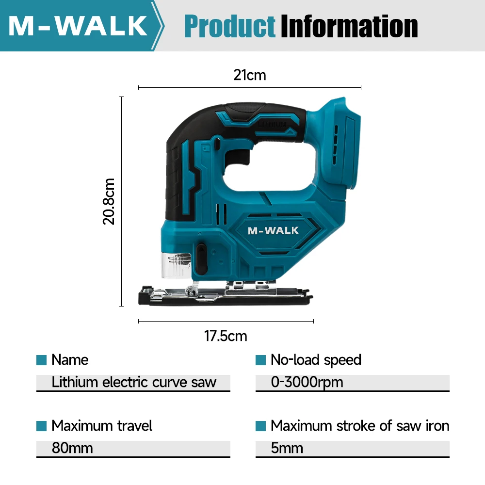 M-WALK منشار منحني كهربائي لاسلكي 3000 دورة في الدقيقة 45 ° منشار كهربائي قابل لإعادة الشحن أداة قطع النجارة الكهربائية لدبوس بطارية ماكيتا 18 فولت #5