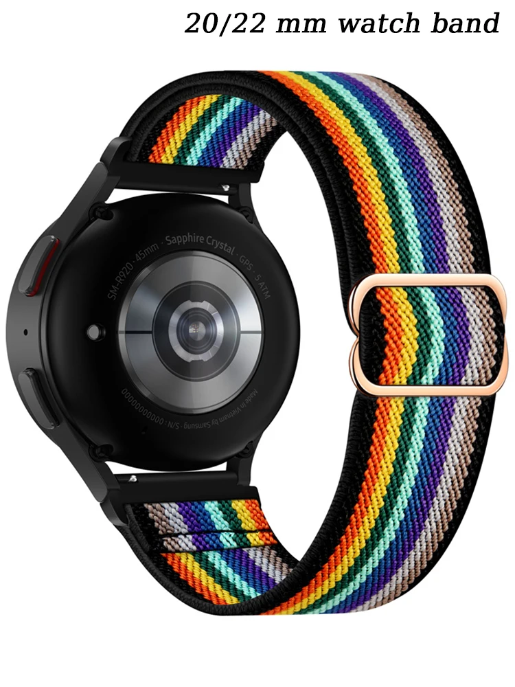 Elastic Shiny strap For Samsung Galaxy Watch 6/5/pro/3/4/classic/Active 2 20mm/22mm Bohemian Pride bracelet Huawei GT 3-2e band