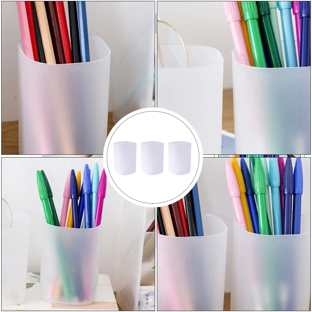 

3pcs Pen Holder Cup Desk Organizer Stationery Storage Container For Pens Makeup Brushes Desktop Accessory Pen Storage Holder