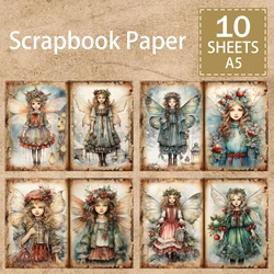 10 Sheets A5 Size Butterfly Fairy Angel Background Vintage Grunge Journal Planning Scrapbooking