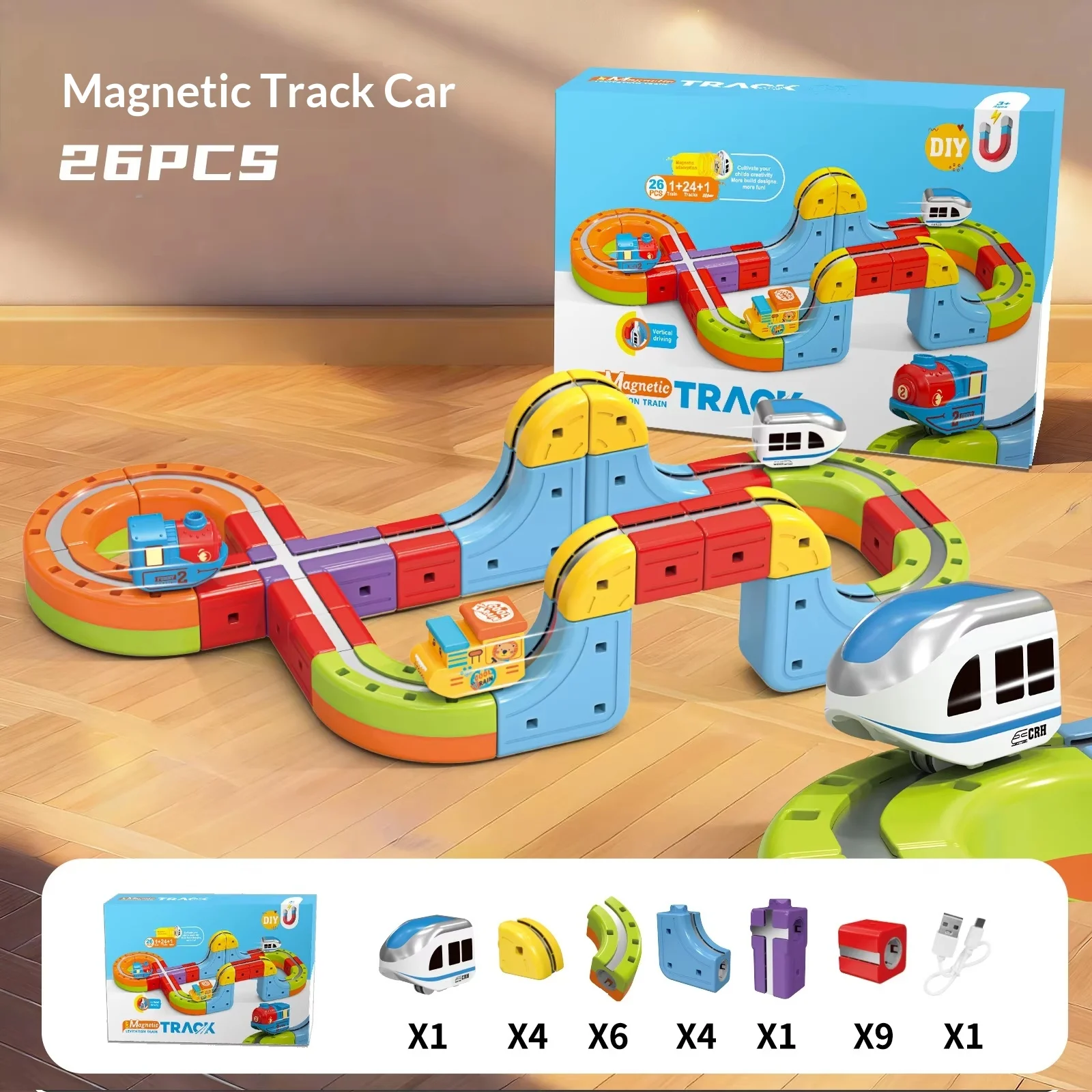 8-229 stuks elektrische railsysteem met anti-zwaartekrachtvoertuigen - 100+ onderdelen STEM bouw speelgoed creatieve DIY spoorweg voor kinderen cadeau speelgoed