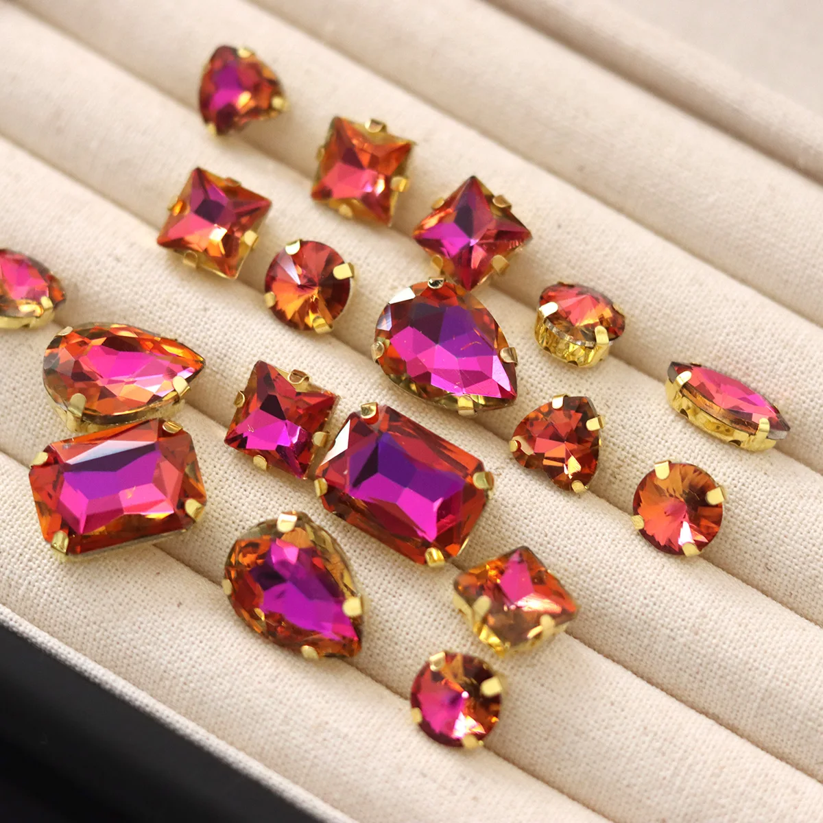 20pcs Mix Shape Super Shine Colorful Sew on Rhinestones Crystal Strass For DIY Garments Dress Decoration