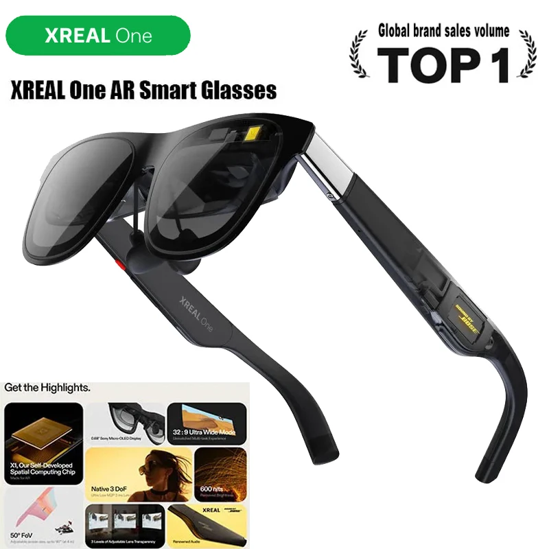 

Original XREAL One AR Smart Glasses 477" HD Screen 3DoF Space Hovering 3D Real Video Glasses For iPhone Mac Switch PS5