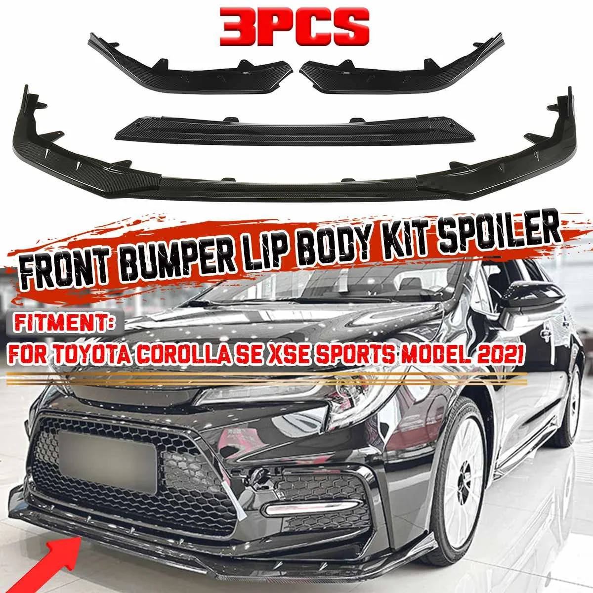 

New Car Front Bumper Splitter Diffuser Lip Protector Deflector Lips Guard For Toyota Corolla SE XSE Sports Model 2021 Body Kit