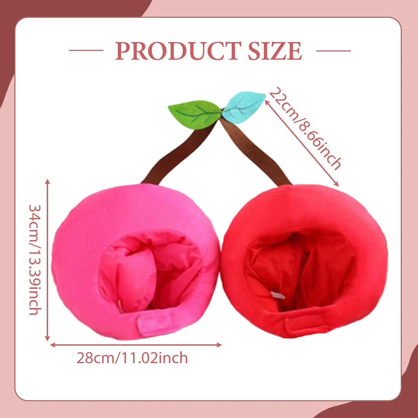 Chapeau cerise pour adultes et enfants, couvre-chef mignon en peluche à Double tête pour Festival de carnaval, mascarade de remise de diplôme, fournitures de fête