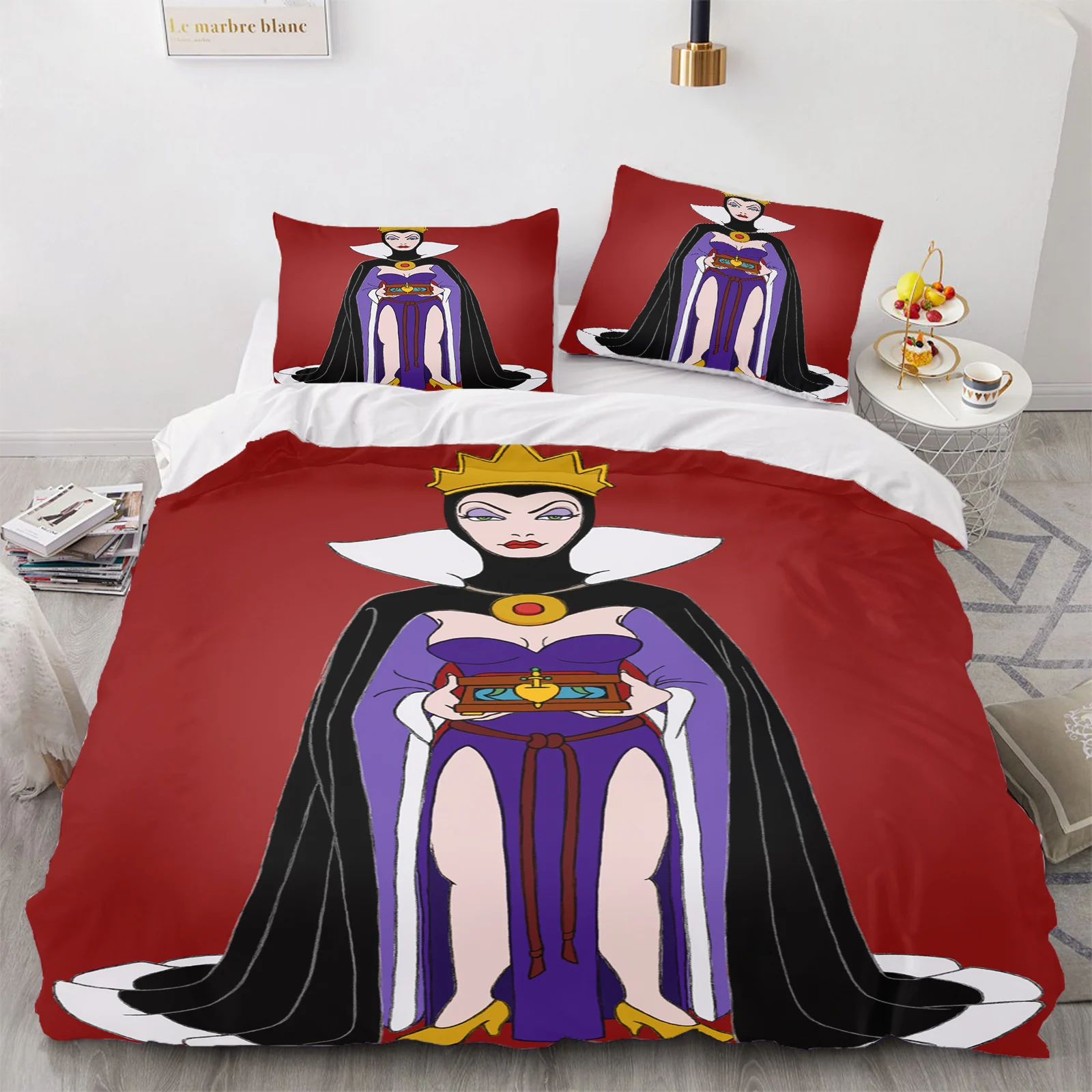 Villains Evil Queen Disney Snow White Anime 100% Polyester Bedding Set Duvet Cover Set Printed Cartoon Home Decor