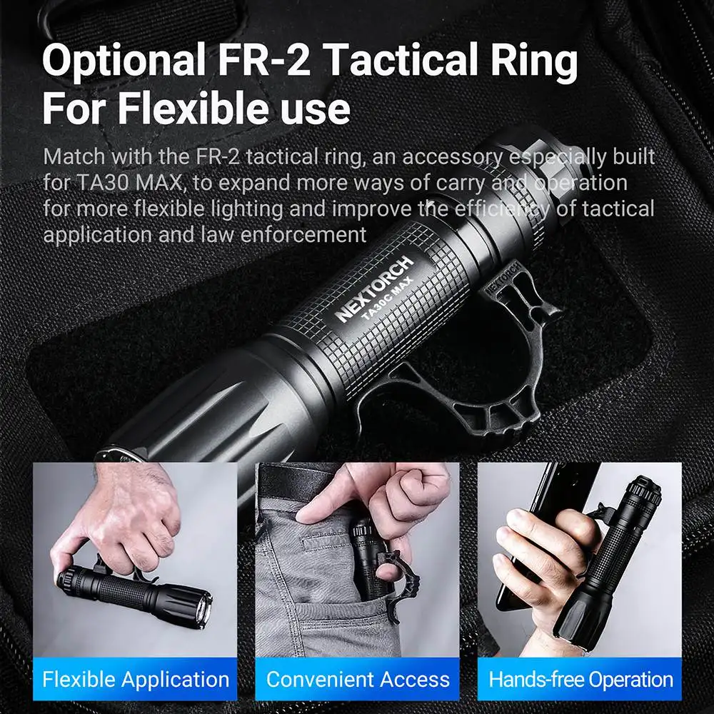 Nextorch TA30C MAX LED Flashlight with Dual-function Rotational Dial Tactical Switch, 3000 Lumens 390m Beam, 21700 Battery, EDC