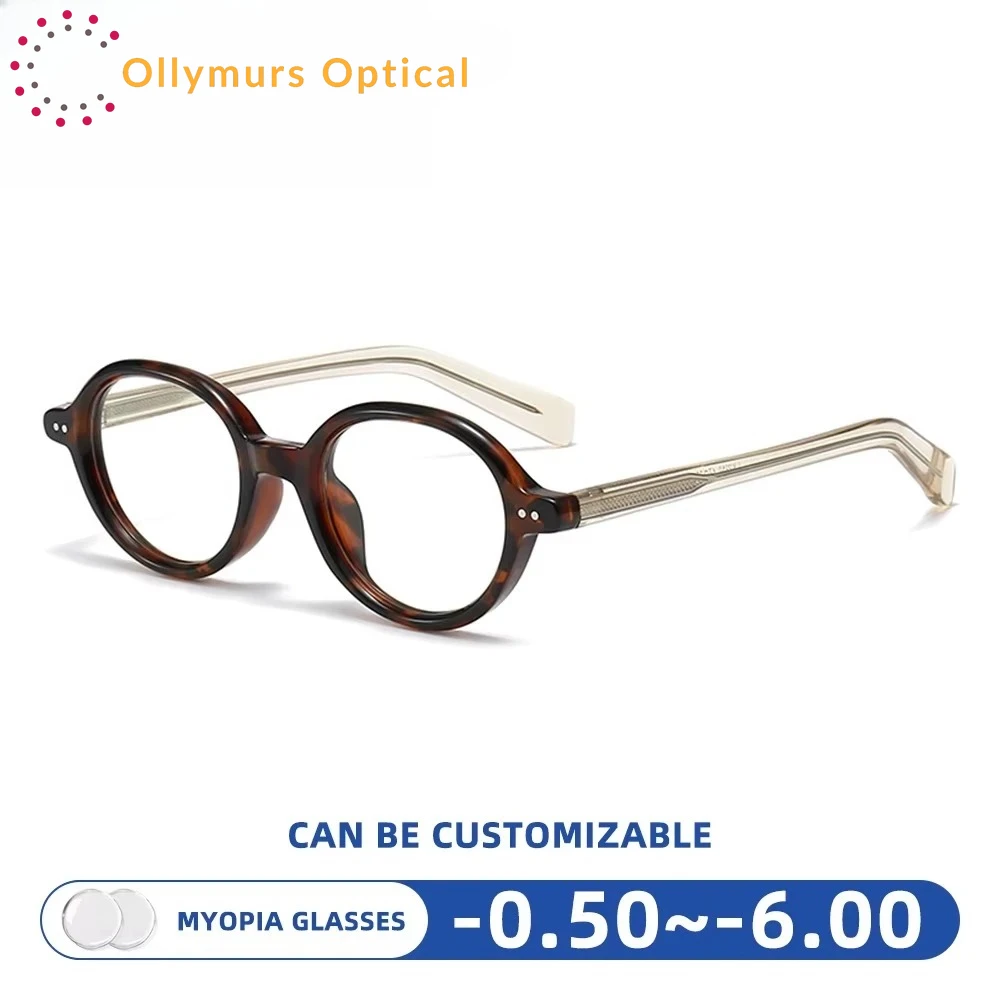 

OLLYMURS Retro Acetate Japanese Myopia Anti Blue Light Eyeglasses New Trendy Frame Optica Prescription Customize Reading Glasses