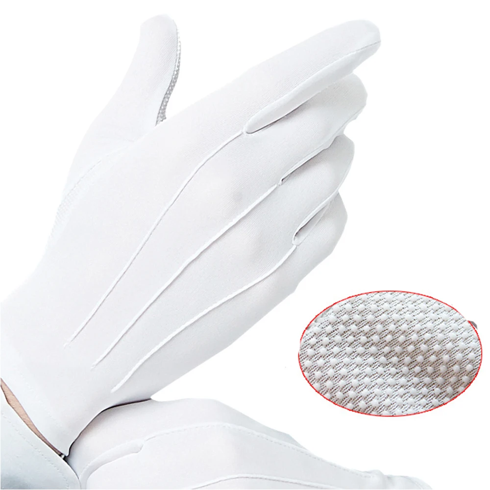 White Black Gloves Nonslip Dotted Formal Event Gloves S/M/L For Women Men Driving and Working Ceremony Hand Gloves Wholesale