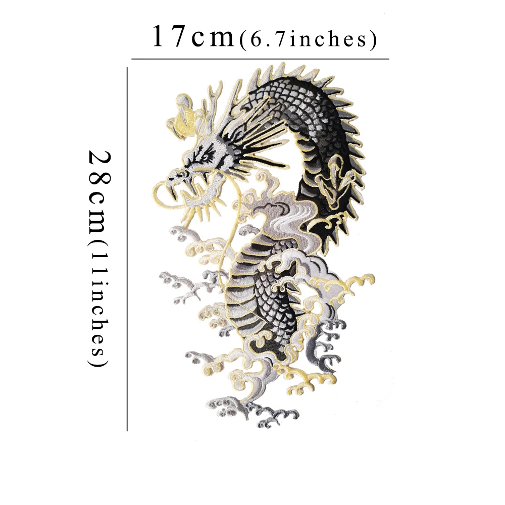 Embroidery Patch Ethnic Dragon Style Myth Traditional Culture For Jacket Back Vest Biker Badges Clothes Accessories iron on