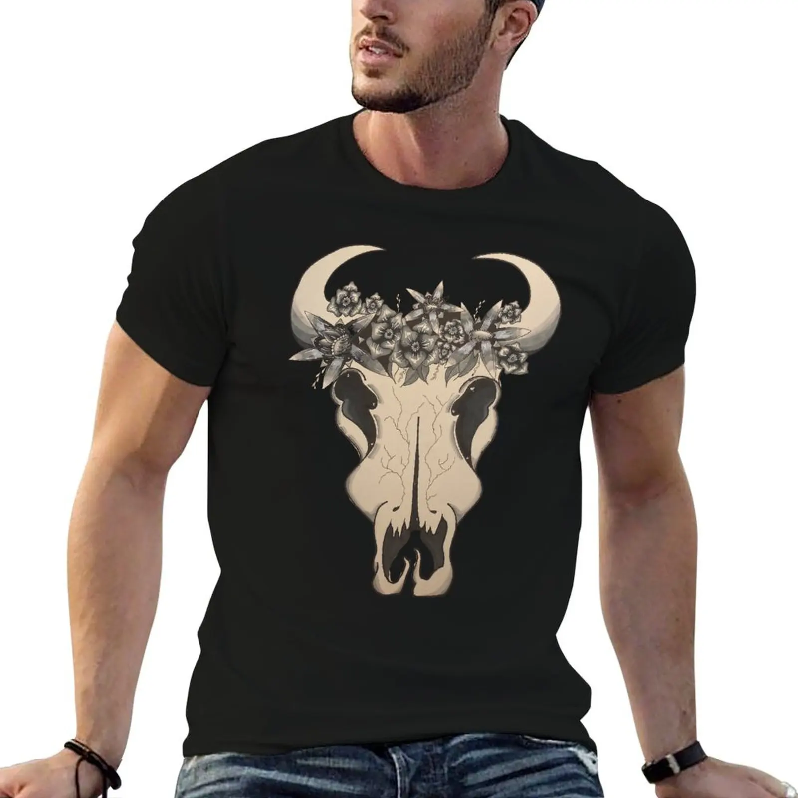 

Bull and flowers T-Shirt boys whites designer shirts summer clothes men workout shirt