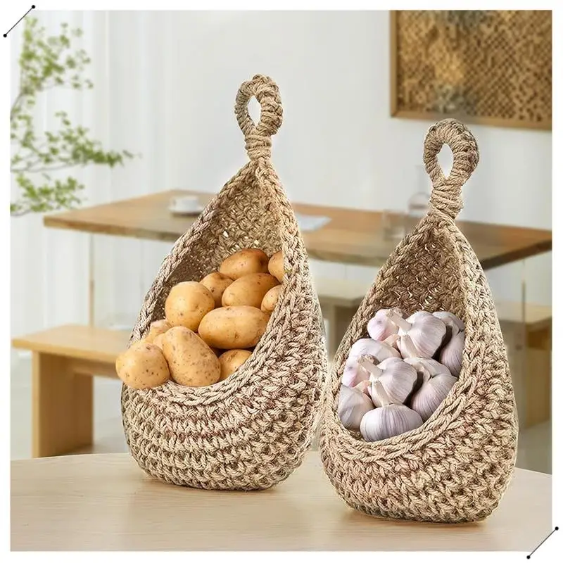 Handwoven Boho Wall Hanging Basket For Fruit Vegetable Hanging Baskets Storage Organizer Decorative Hanging Wall Basket Durable