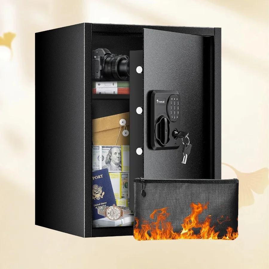 1.8 Cubic Feet Home Safe Box with Electronic Keypad and Fireproof Bag Included Large Capacity Storage for Documents Cash and Je