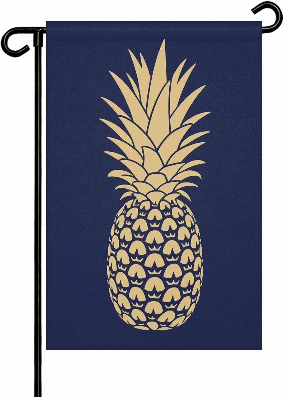 Pineapple Art Garden Flag for Outside, Vintage Yellow Fruit Blue Modern Texture 12x18 Inch Double Sided, Weatherproof Yard F ZZM