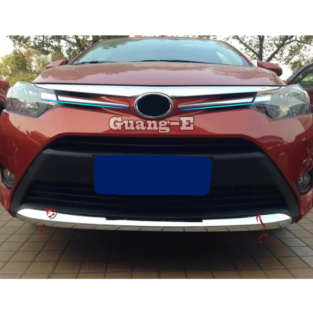 Car Cover Middle Trim ABS Chrome Front Racing Grid Grill Grille Molding Stick Frame For Toyota Vios/Yaris Sedan 2014 2015 2016