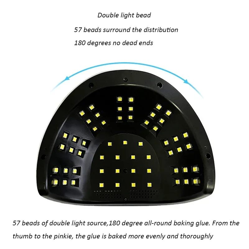 1Pc SUNC4PLUS 256W Sunuvled LED Nail Lamp For Fast Drying Gel Nail Polish Dryer With 57LEDS