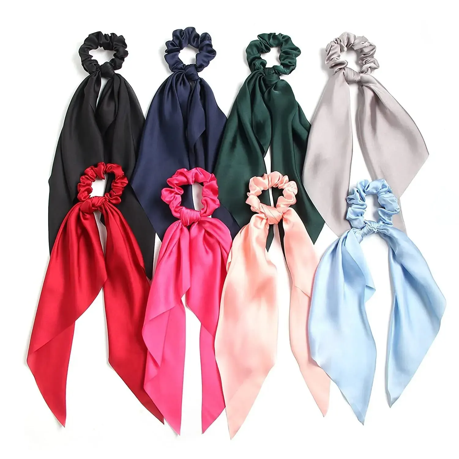 Color Satin Ribbon Large Intestine Hair Ring Tie Ponytail Streamer Fashion Hair Accessories Head Rope Women Rubber Band