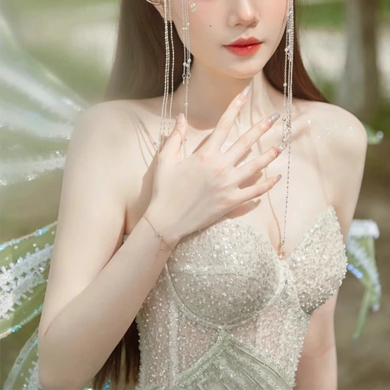 PJN NEW Luxury Strapless Mermaid Evening Party Dresses Women Forest Style Engagement Dress Formal Long Cocktail Banquet Dress