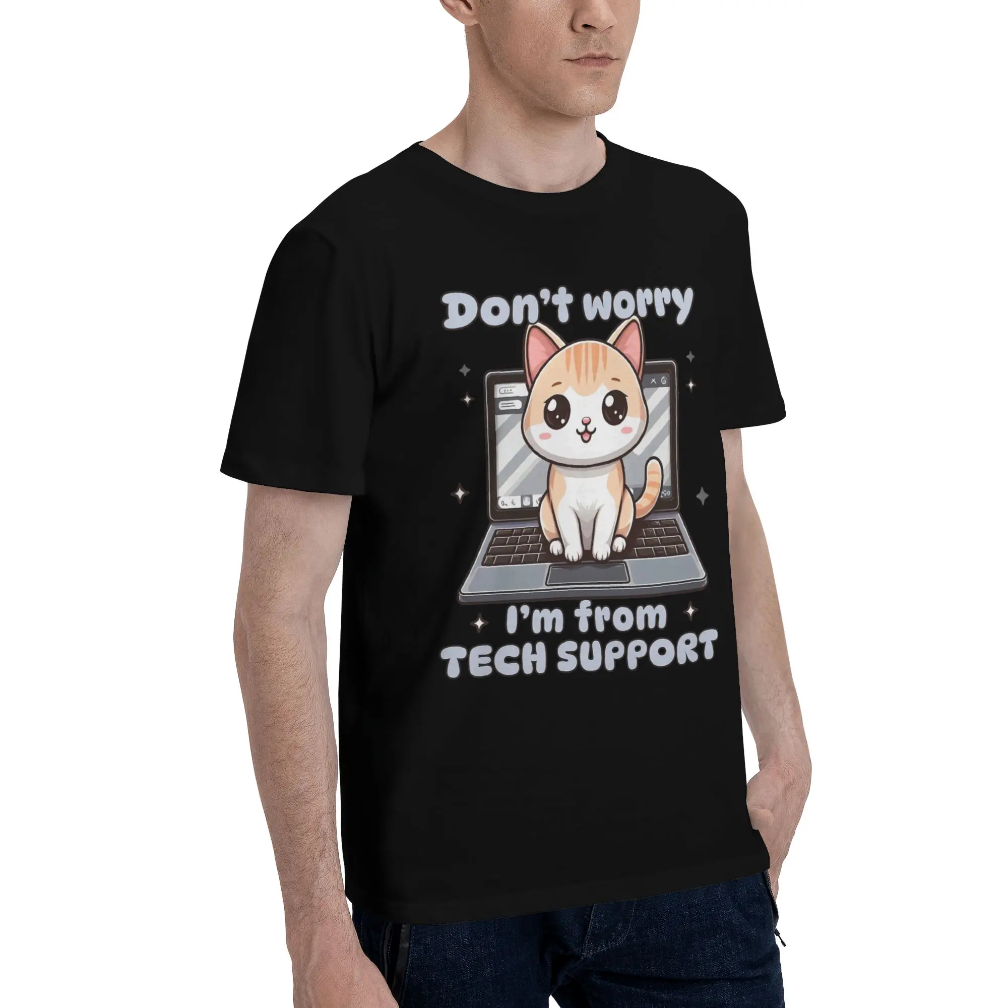 Mens Womens Don't worry I'm from Tech Support  Shirt Cotton Graphic T-Shirt  Clothing Outfits
