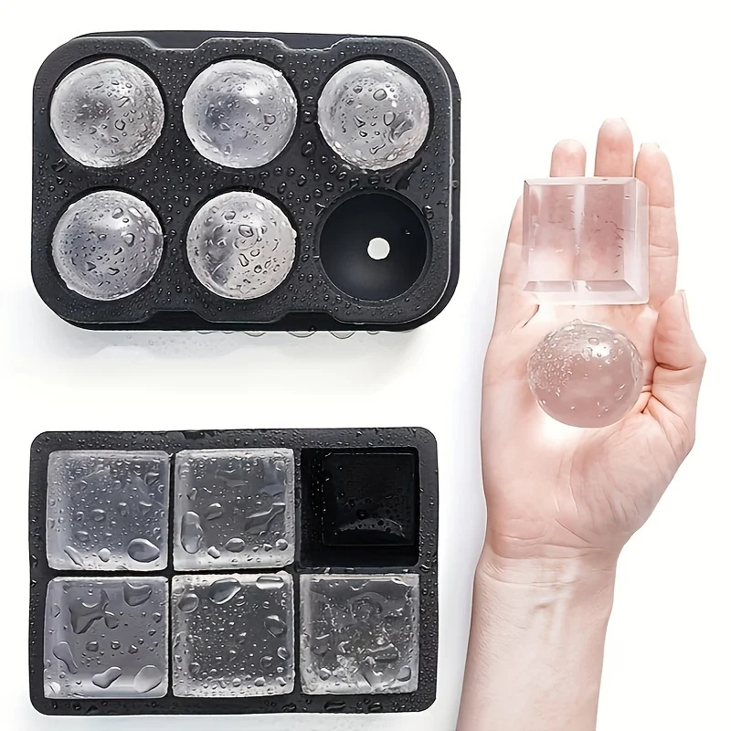 2pcs Ice Cube Tray, Silicone Ball Ice Cube Maker With Lid And Large Square Ice Cube Mold For Making Drinks And Storing Food, Sui
