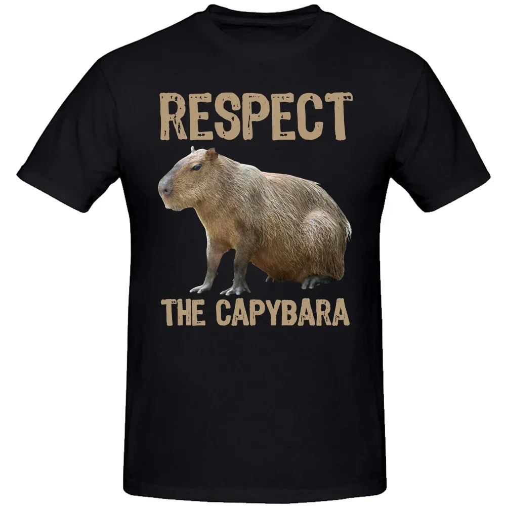 Respect The Capybaras Funny Capibara Photo Classic Cotton EU Size T Shirt Harajuku Streetwear Men Harajuku Funny Man Clothes