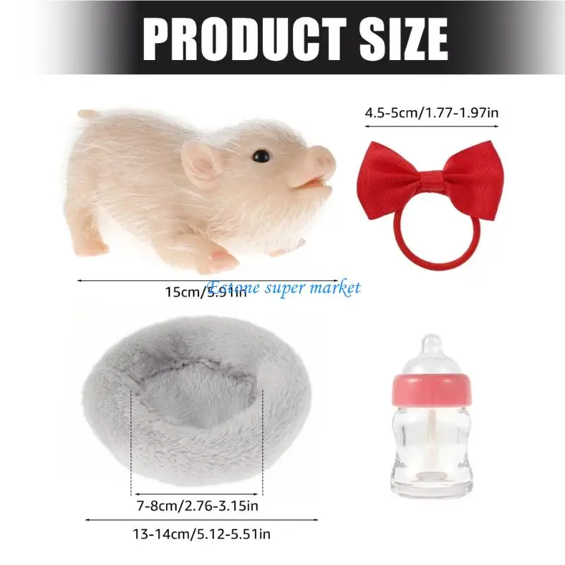 090B سيليكون الحيوانات الأليفة دمية خنزير تولد من جديد لعبة واقعية مثل الحيوان للعب الأدوار للأطفال