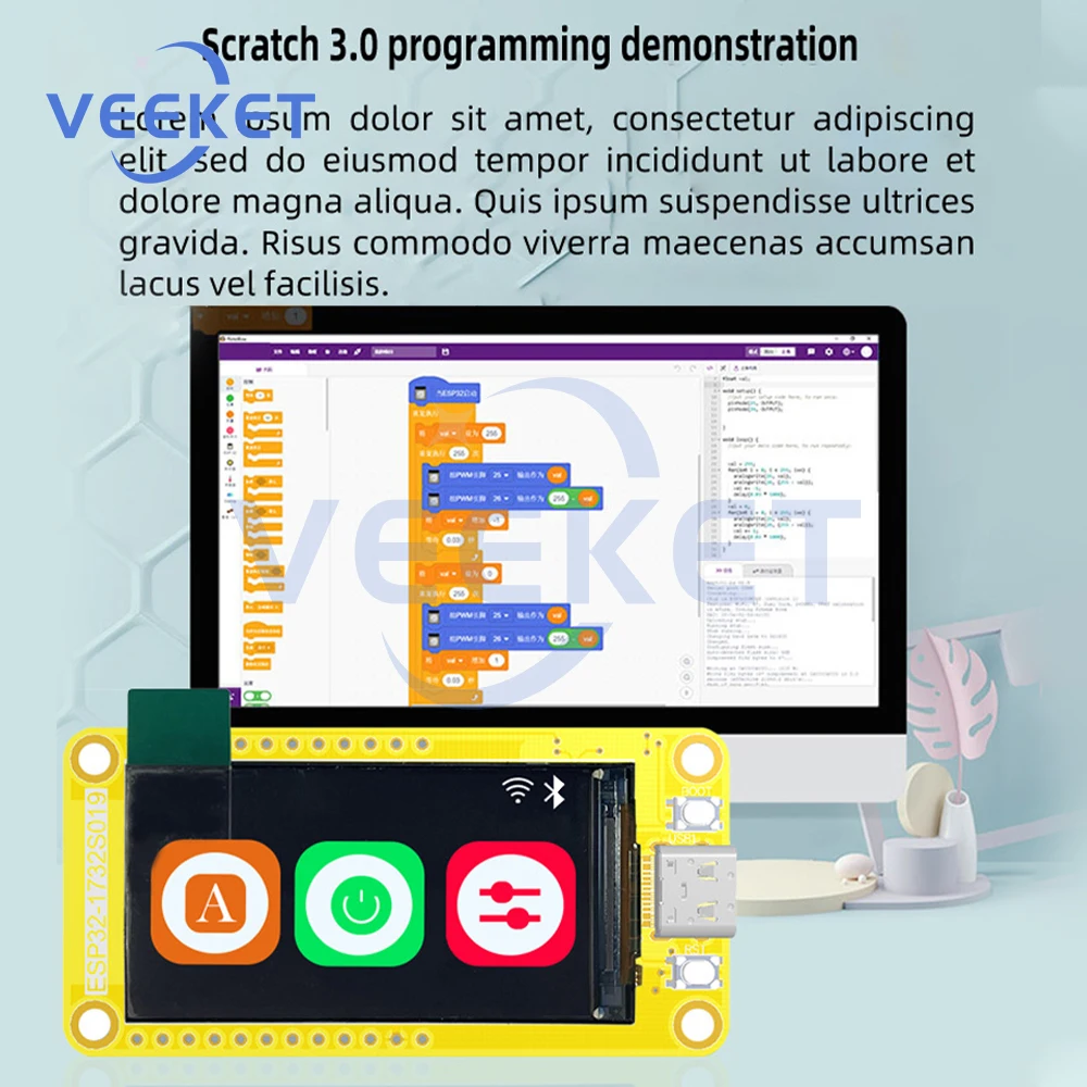 Placa de desenvolvimento ESP32-S3 LCD TFT Módulo IPS WIFI + Bluetooth 8M PSRAM 16M Flash Tipo-C Interface
