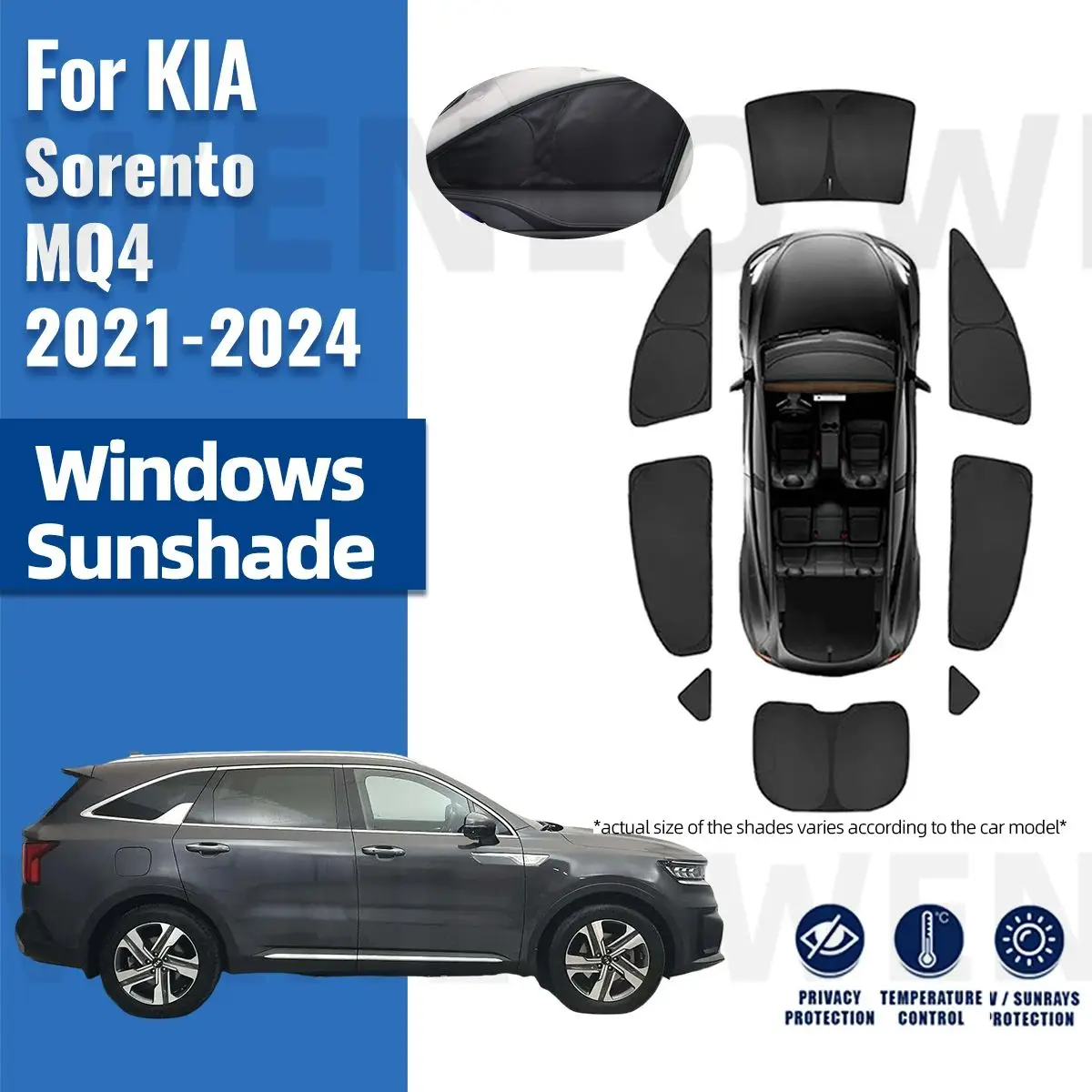 

For Kia Sorento MQ4 2021 2022 2023 2024 Full Cover Car Sunshade Front Windshield Frame Curtain Rear Side Window Sun Shade