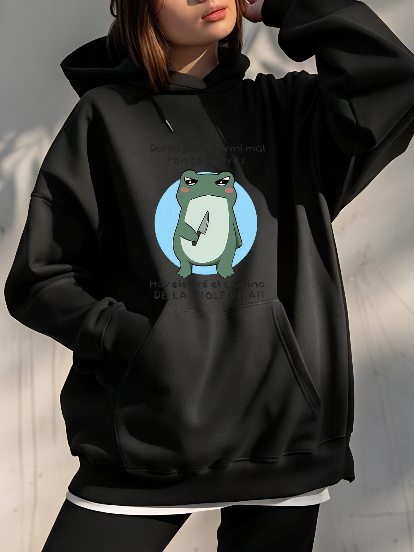 

Толстовка с капюшоном в виде лягушки и принтом ножей, повседневная толстовка для женщин и мужчин, уличная одежда, модный пуловер унисекс с капюшоном больших размеров