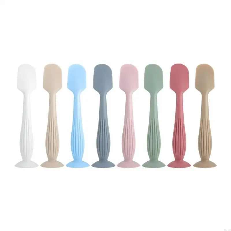 D7YD Soft Silicone Diaper Cream Spatula Portable Handheld Scraping Spoon with Suction Base for Gentle Baby Skin Care