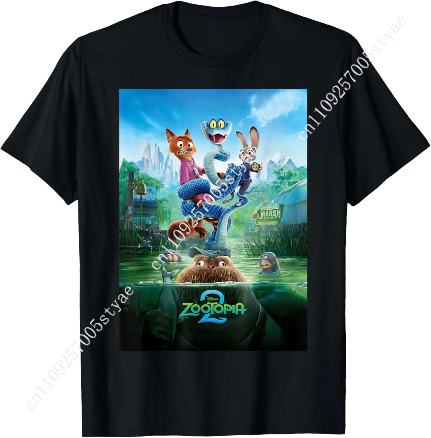 

Disney Zootopia 2 Nick Judy Gary Russ Marsh Market Poster T-Shirt