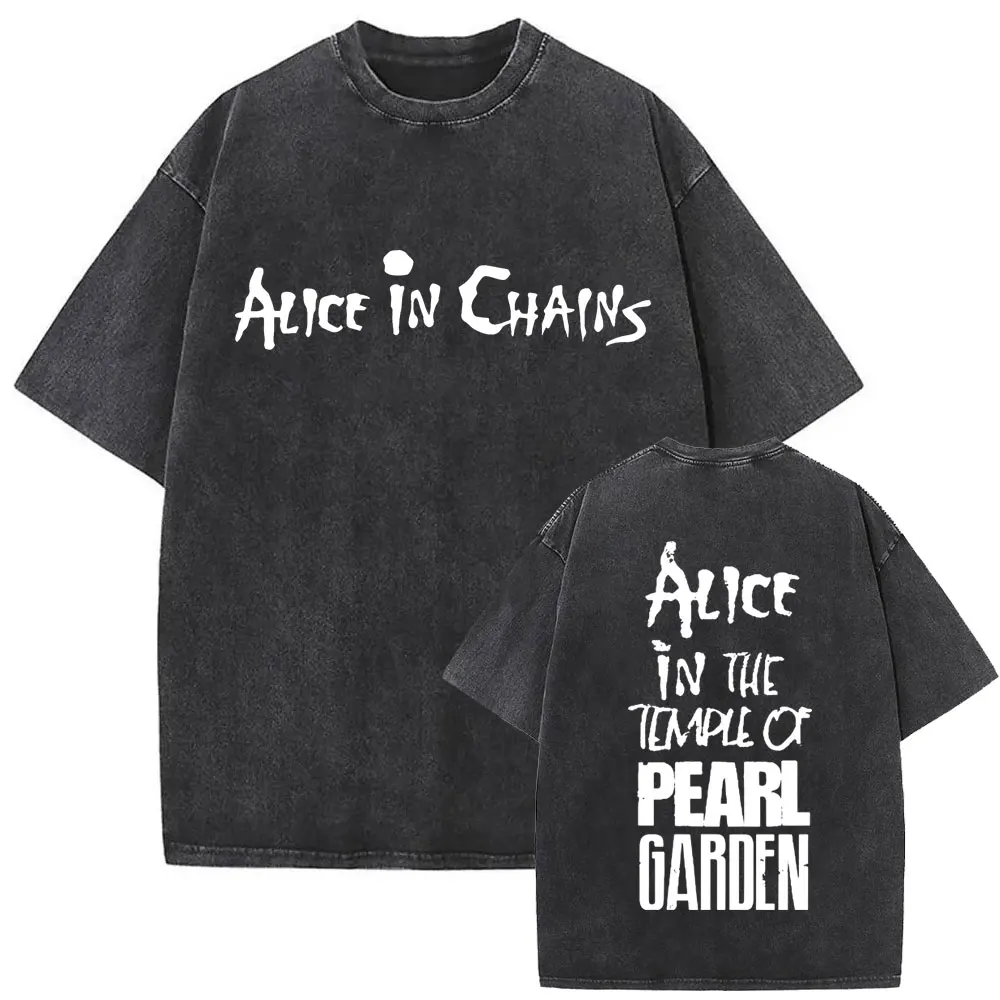 

Washed Vintage Rock Band Alice in Chains Graphic T Shirt Men Women Clothing Retro Gothic Punk T-shirts Male Oversized Streetwear